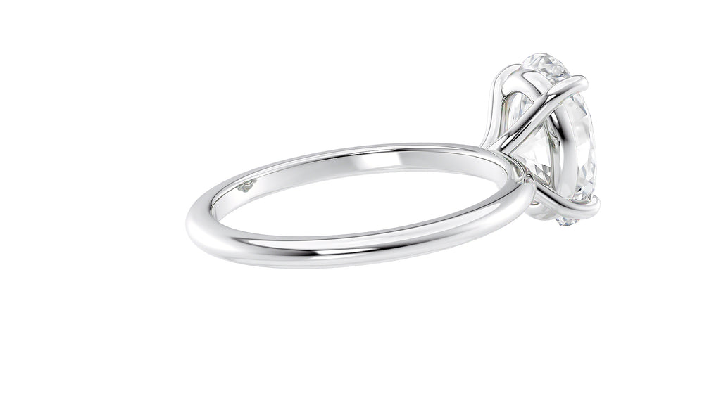 Oval Solitaire Slim Band Diamond Engagement Ring