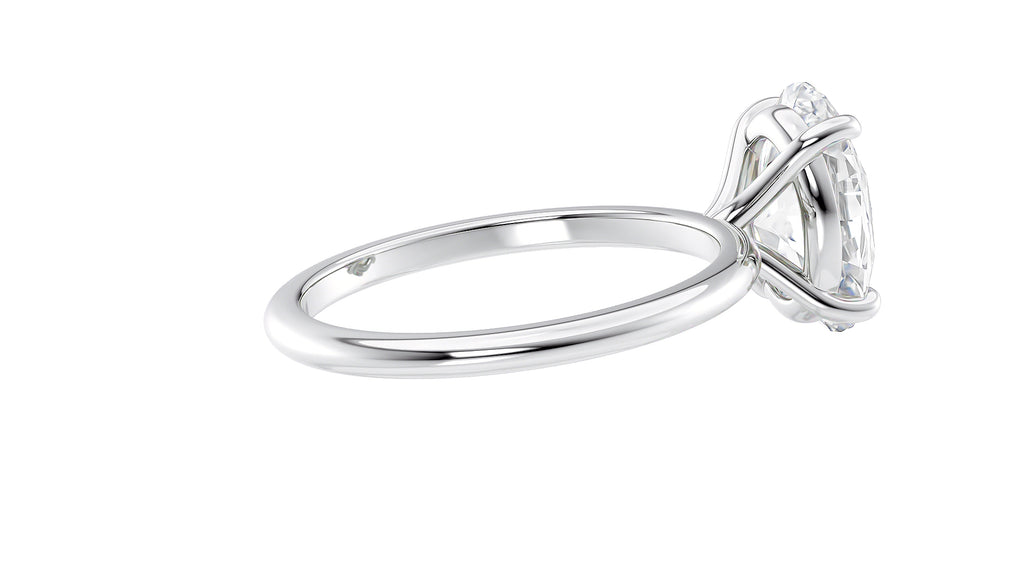 Oval Solitaire Slim Band Diamond Engagement Ring