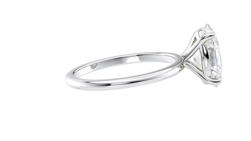 Oval Solitaire Slim Band Diamond Engagement Ring
