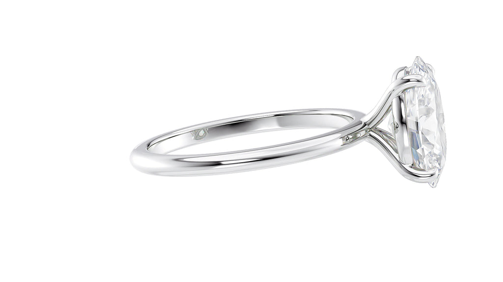 Oval Solitaire Slim Band Diamond Engagement Ring