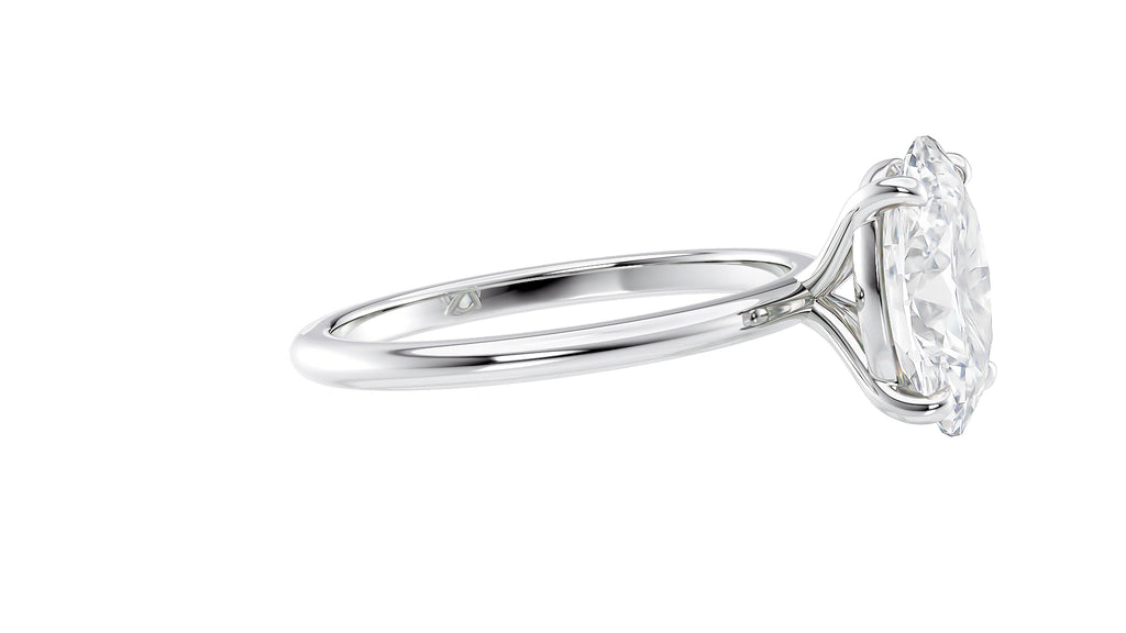 Oval Solitaire Slim Band Diamond Engagement Ring