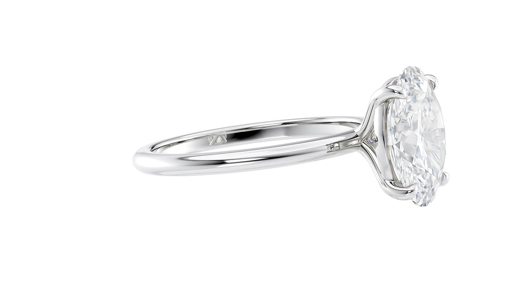 Oval Solitaire Slim Band Diamond Engagement Ring