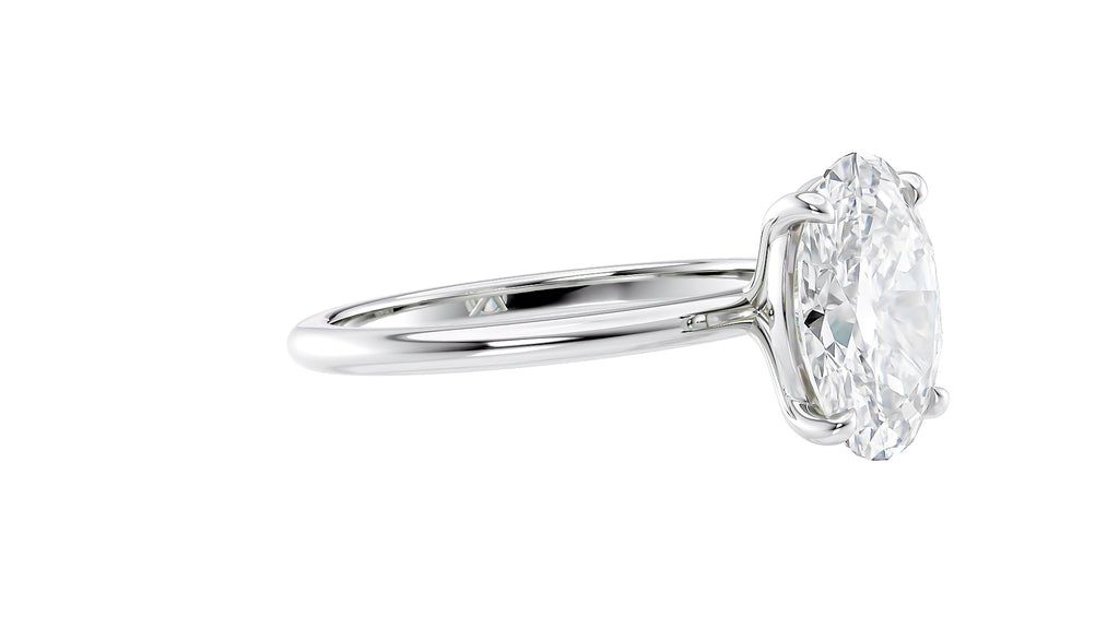 Oval Solitaire Slim Band Diamond Engagement Ring