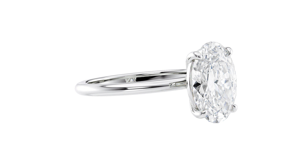 Oval Solitaire Slim Band Diamond Engagement Ring
