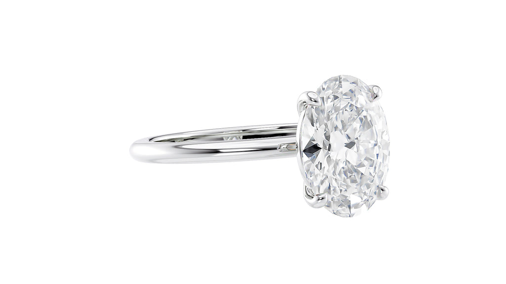 Oval Solitaire Slim Band Diamond Engagement Ring