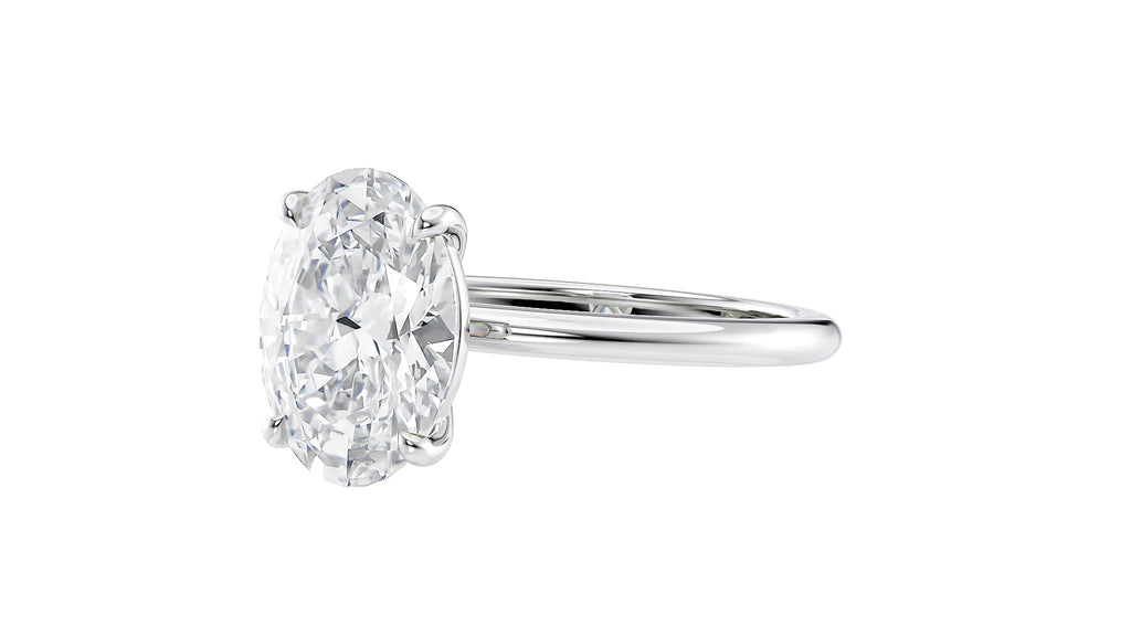 Oval Solitaire Slim Band Diamond Engagement Ring