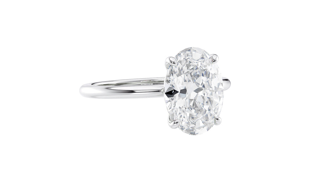 Oval Solitaire Slim Band Diamond Engagement Ring