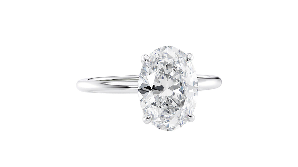 Oval Solitaire Slim Band Diamond Engagement Ring