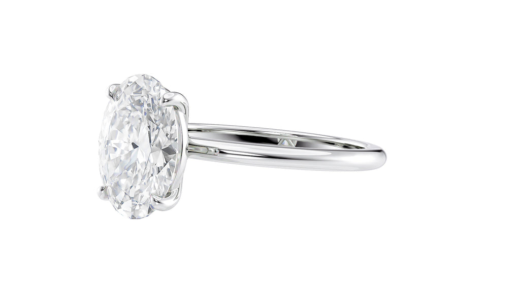 Oval Solitaire Slim Band Diamond Engagement Ring