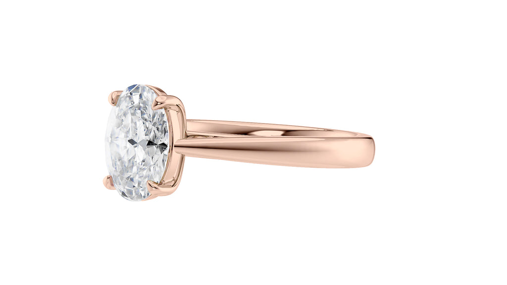 Oval Solitaire Tapered Band Diamond Engagement Ring