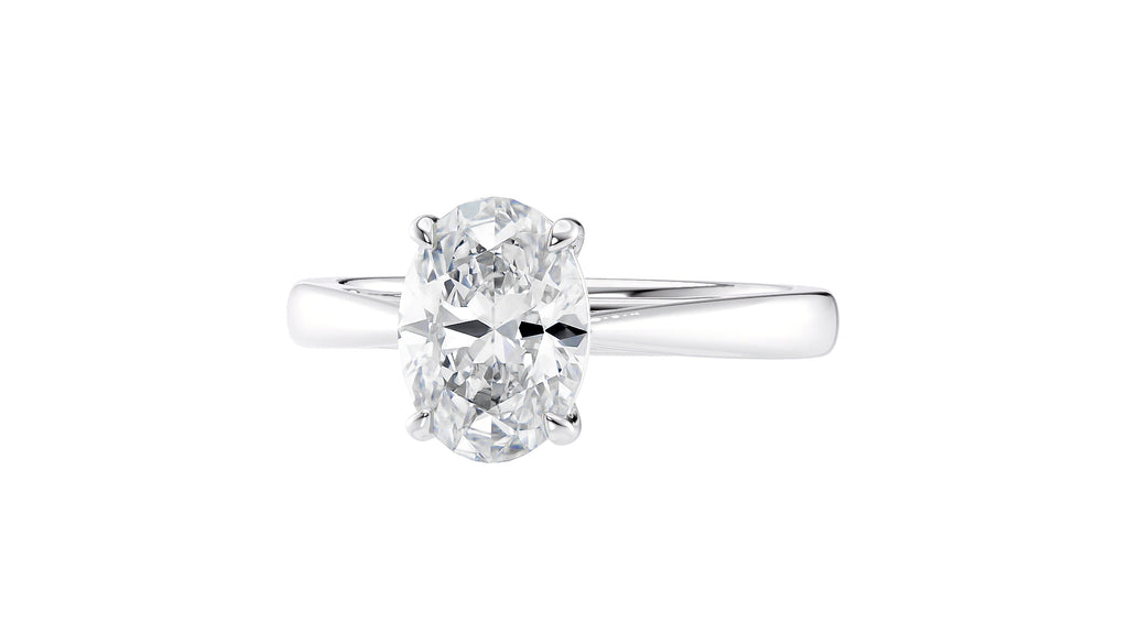 Oval Solitaire Tapered Band Diamond Engagement Ring