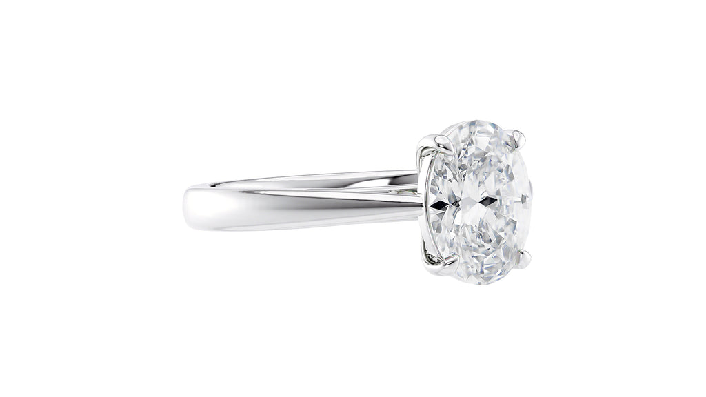 Oval Solitaire Tapered Band Diamond Engagement Ring