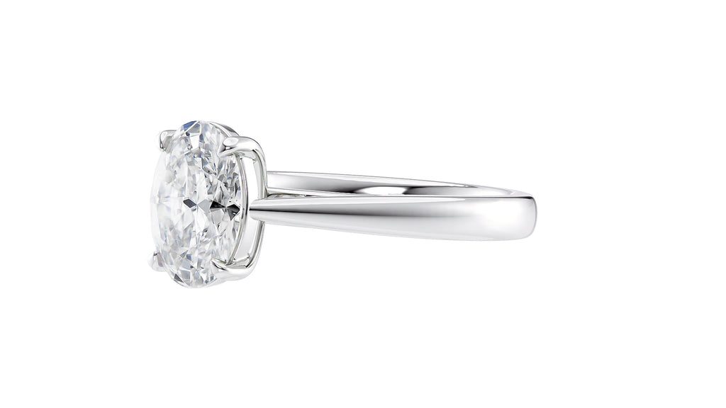 Oval Solitaire Tapered Band Diamond Engagement Ring