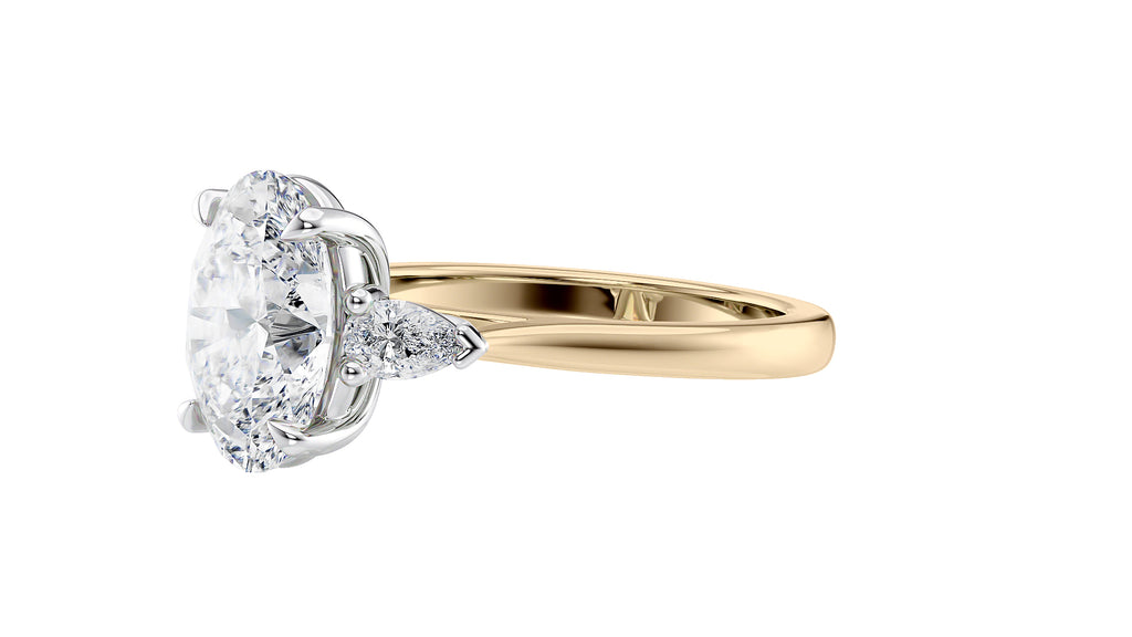 Oval & Pear 3 Stone Diamond Engagement Ring