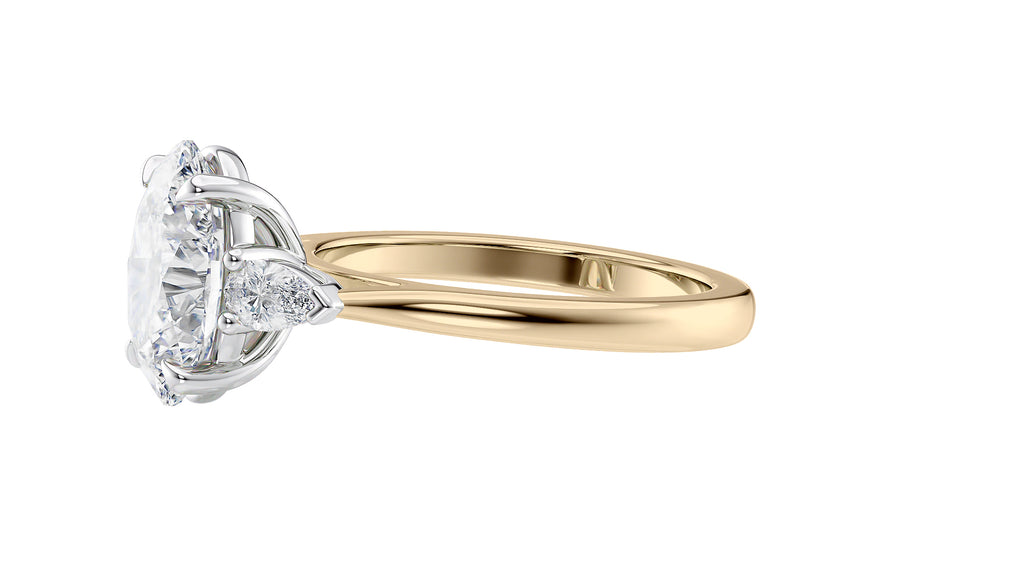 Oval & Pear 3 Stone Diamond Engagement Ring