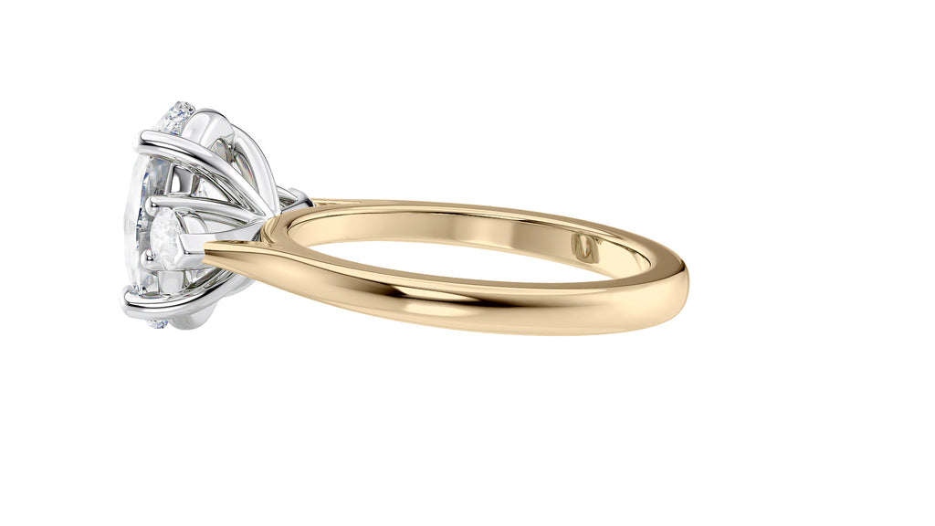 Oval & Pear 3 Stone Diamond Engagement Ring