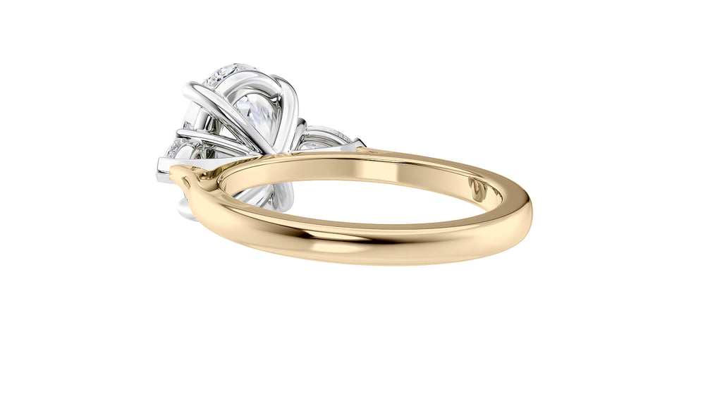 Oval & Pear 3 Stone Diamond Engagement Ring