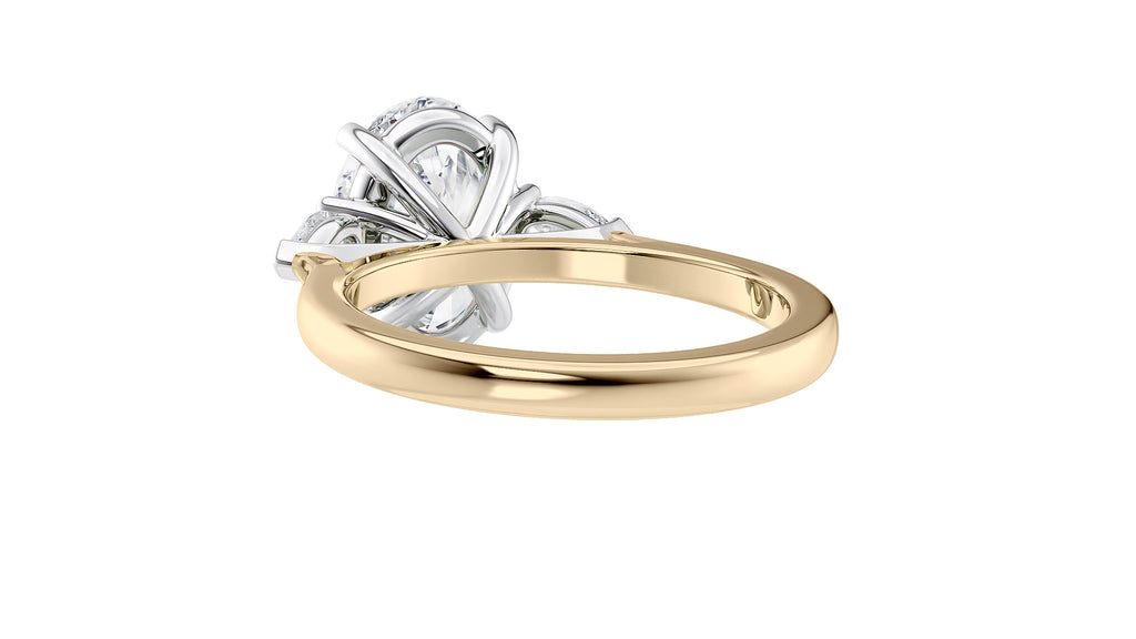 Oval & Pear 3 Stone Diamond Engagement Ring