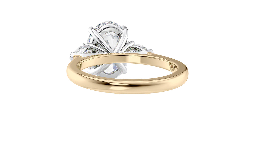 Oval & Pear 3 Stone Diamond Engagement Ring