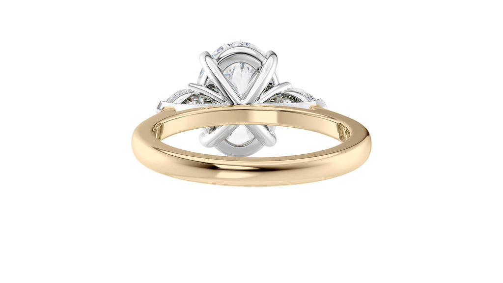 Oval & Pear 3 Stone Diamond Engagement Ring