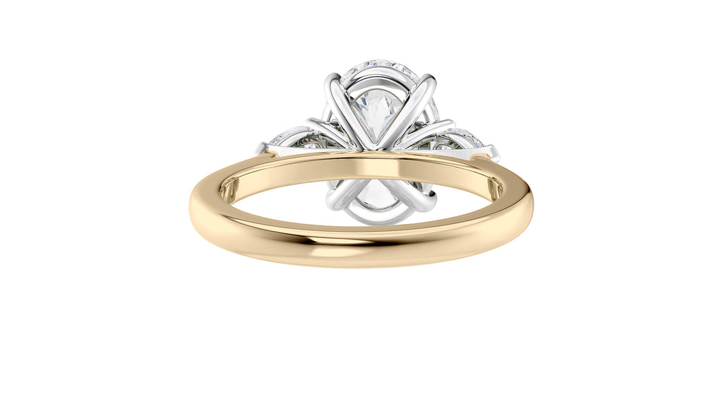 Oval & Pear 3 Stone Diamond Engagement Ring