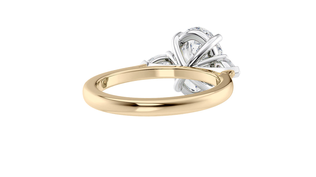 Oval & Pear 3 Stone Diamond Engagement Ring