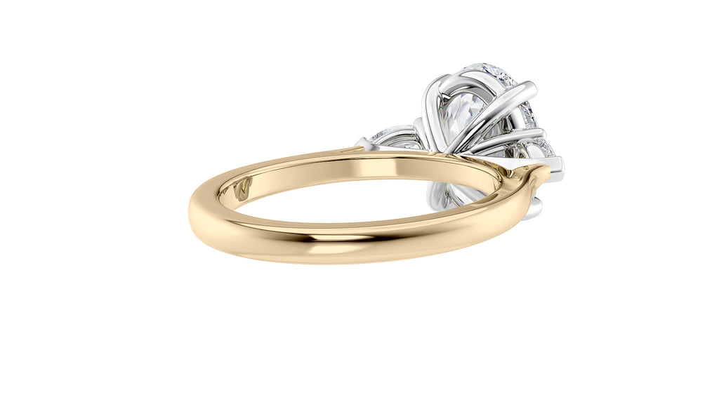 Oval & Pear 3 Stone Diamond Engagement Ring