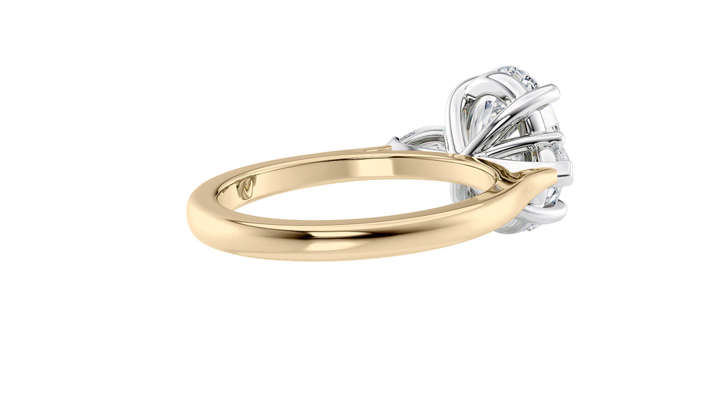 Oval & Pear 3 Stone Diamond Engagement Ring