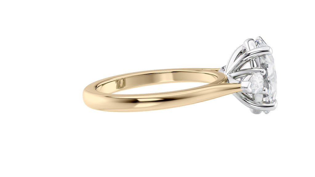 Oval & Pear 3 Stone Diamond Engagement Ring