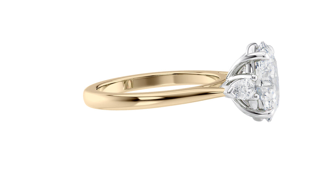Oval & Pear 3 Stone Diamond Engagement Ring