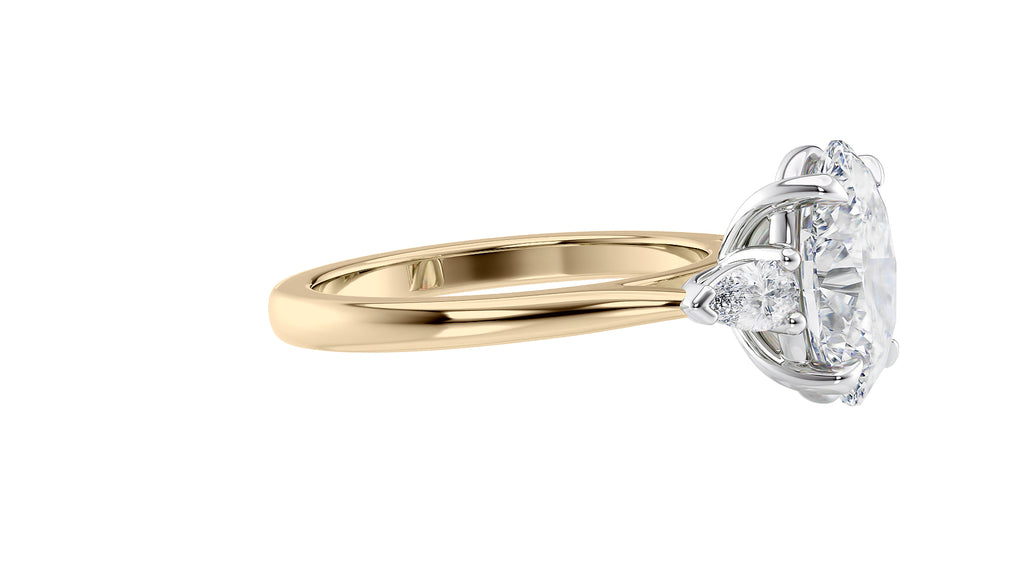 Oval & Pear 3 Stone Diamond Engagement Ring