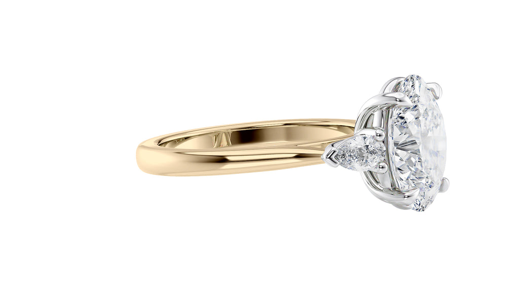 Oval & Pear 3 Stone Diamond Engagement Ring