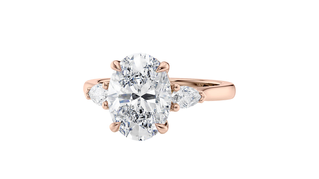 Oval & Pear 3 Stone Diamond Engagement Ring