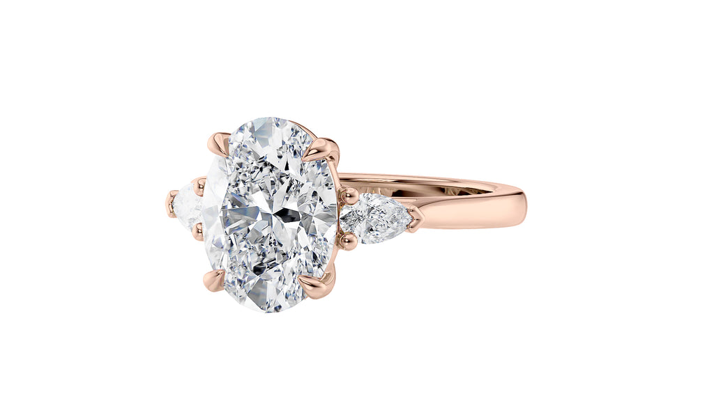 Oval & Pear 3 Stone Diamond Engagement Ring