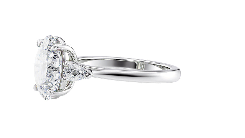 Oval & Pear 3 Stone Diamond Engagement Ring