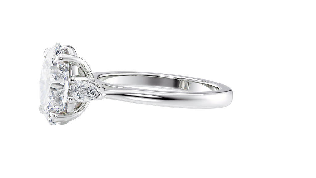 Oval & Pear 3 Stone Diamond Engagement Ring