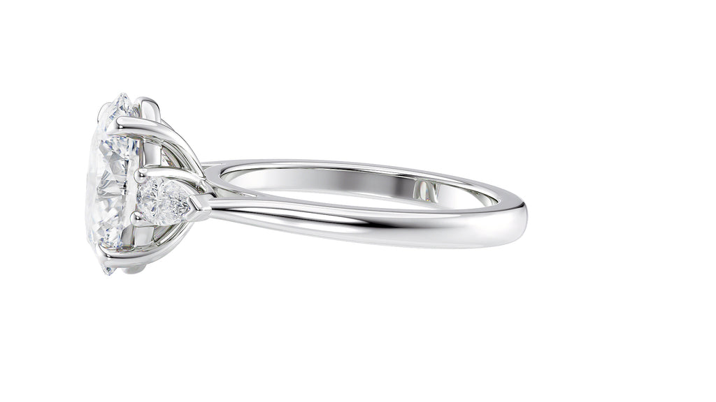 Oval & Pear 3 Stone Diamond Engagement Ring