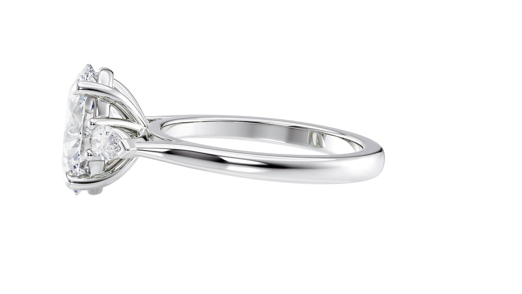 Oval & Pear 3 Stone Diamond Engagement Ring