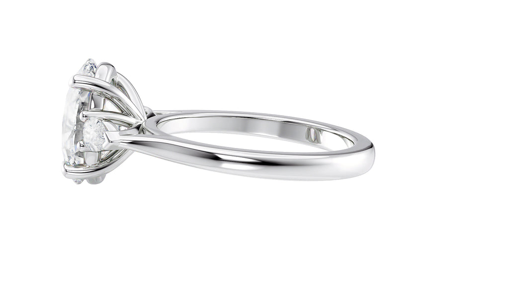 Oval & Pear 3 Stone Diamond Engagement Ring