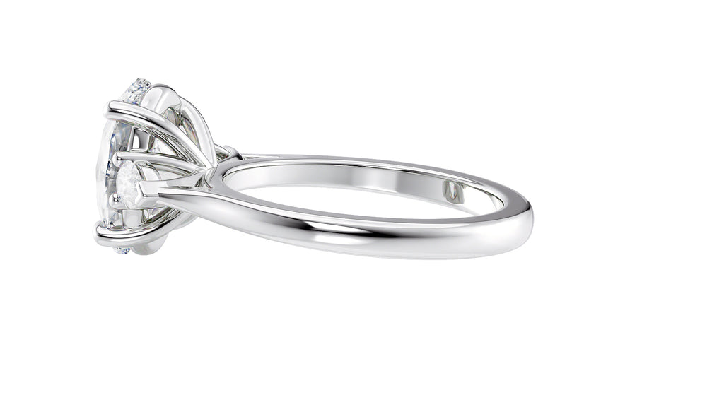 Oval & Pear 3 Stone Diamond Engagement Ring