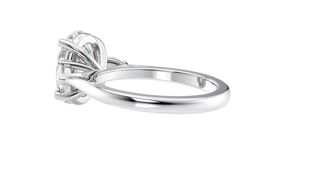 Oval & Pear 3 Stone Diamond Engagement Ring