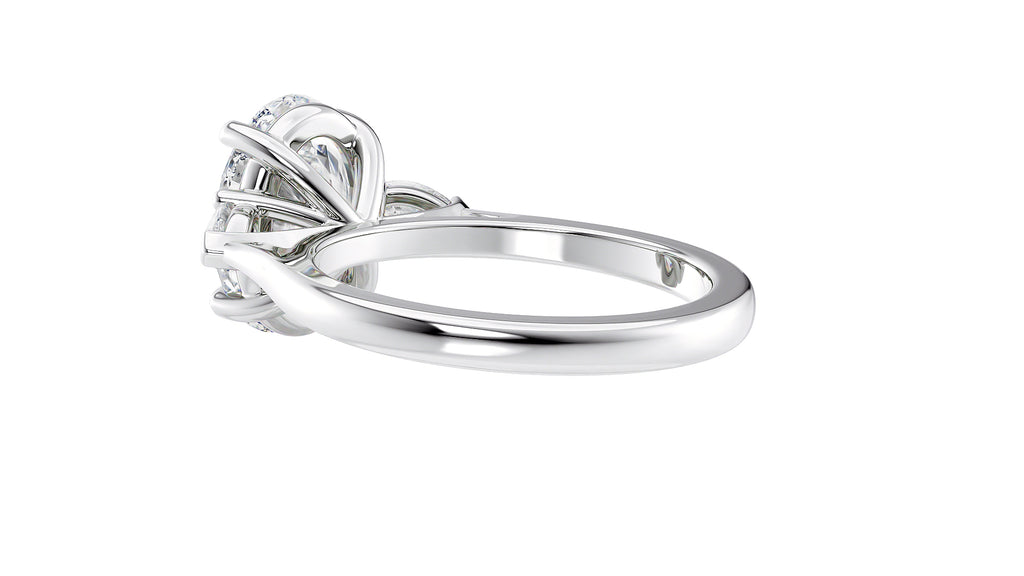 Oval & Pear 3 Stone Diamond Engagement Ring