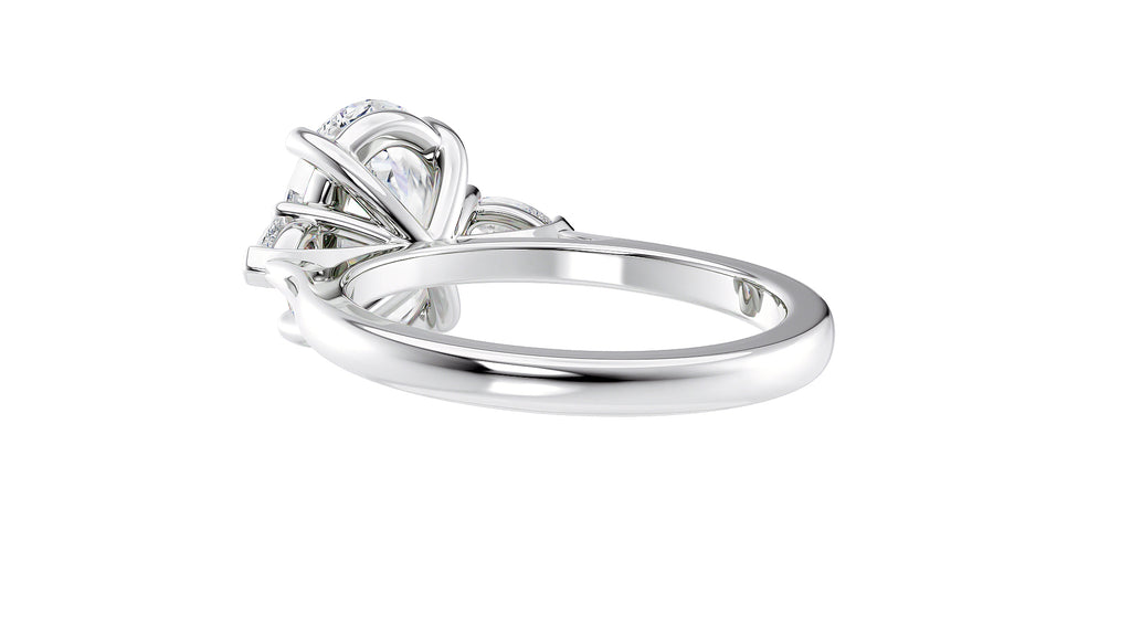 Oval & Pear 3 Stone Diamond Engagement Ring