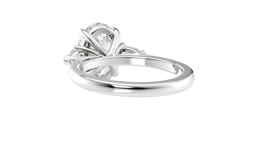 Oval & Pear 3 Stone Diamond Engagement Ring