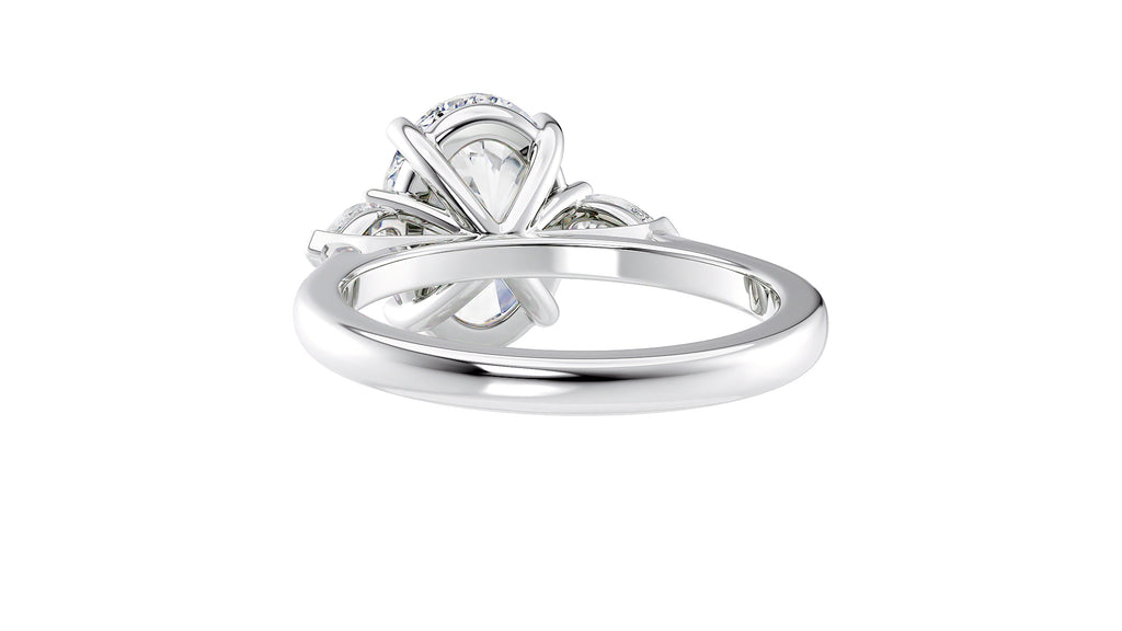 Oval & Pear 3 Stone Diamond Engagement Ring
