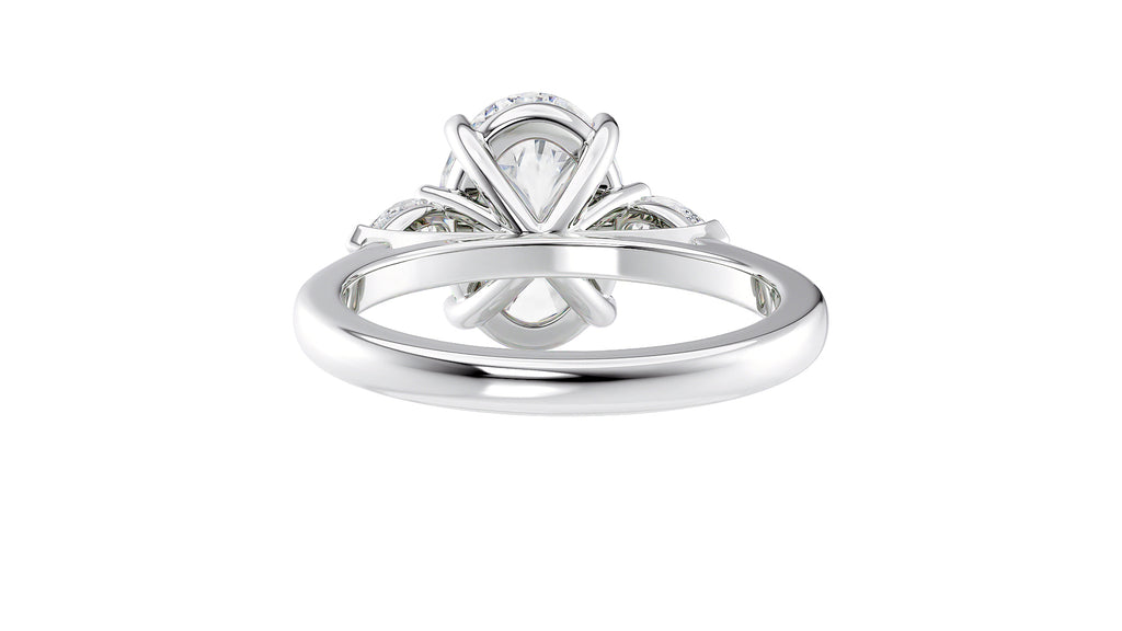 Oval & Pear 3 Stone Diamond Engagement Ring