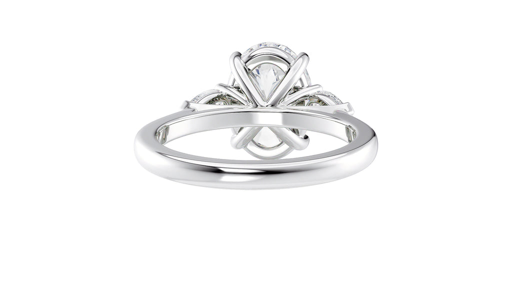 Oval & Pear 3 Stone Diamond Engagement Ring