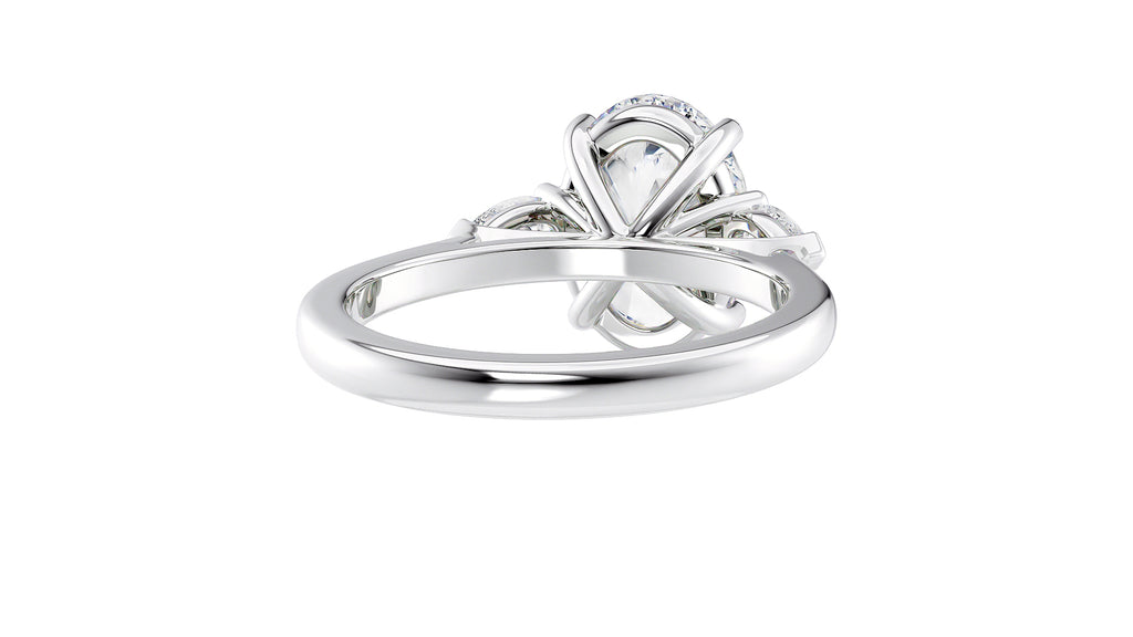Oval & Pear 3 Stone Diamond Engagement Ring
