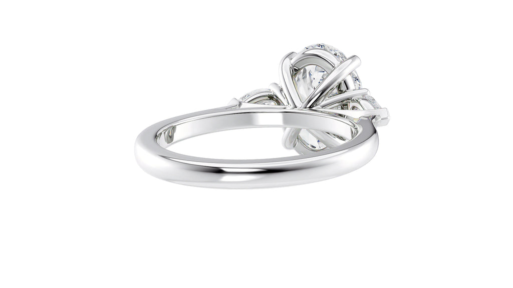 Oval & Pear 3 Stone Diamond Engagement Ring