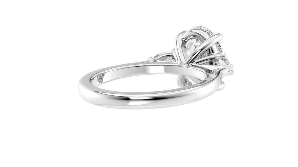 Oval & Pear 3 Stone Diamond Engagement Ring